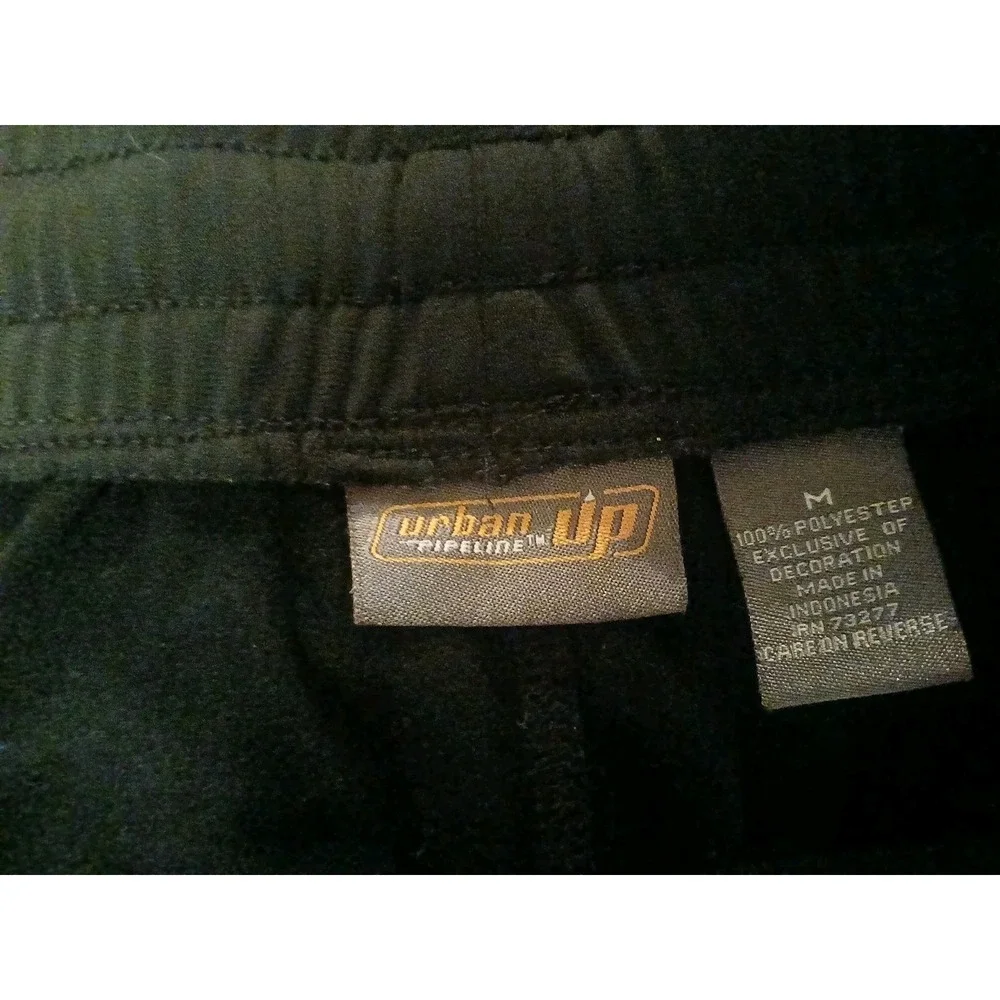 Urban Pipeline Mens M Black Track Pants Y2K Side Stripe Zip Leg 27